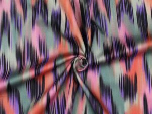 Baumwolle Satin, grafische Musterung Pink / Lila / Mint