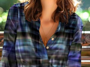 Baumwolle Satin, grafische Musterung Schwarz Blau Lila – Bild 3