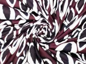 Viskose Stoff, Avocade Druck, Aubergine Schwarz
