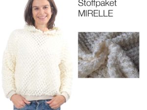 Stoffpaket Hoodie Mirelle mit Strickware in Ecru (1,8 Meter) und Papierschnittmuster Gr. XS – Damengr. XXL – Bild 1