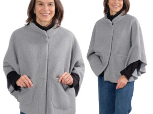 Poncho Elif Teddy Blaugrau Schnittmuster