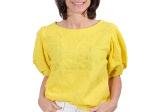 Schnittmuster Bluse Metta Gelb Baumwolle Stickerei