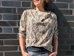 Schnittmuster Derya deria Zackenmusterung Beige Oliv Viskose - 1