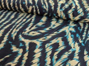 Viskose Stoff, Zebra Grün Blau