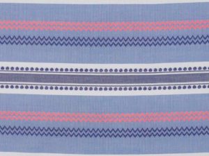 Baumwollbatist, Ethno Blau mit Streifen Neon Koralle – Bild 5