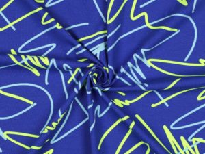 Jersey, grafische Musterung Neon Gelb auf Blau – Bild 3
