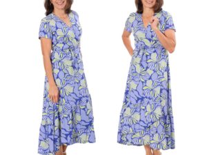 Schnittmuster Wickelkleid Safia Baumwolle Lila Orange 4