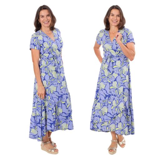 Schnittmuster Wickelkleid Safia Baumwolle Lila Orange 4