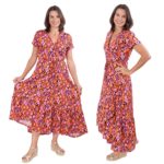 Schnittmuster Wickelkleid Safia Baumwolle Lila Orange 4