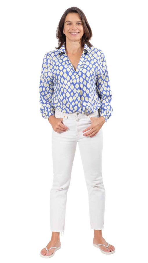 Schnittmuster Dora weiße Bluse Kragen Bluse