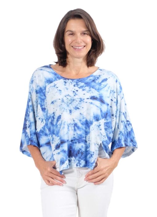 Schnittmuster Viskosejersey blau Halina