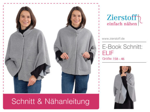 3000_229 Schaufenster Elif Poncho Elif Teddy Blaugrau Schnittmuster
