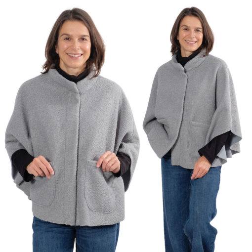 Poncho Elif Teddy Blaugrau Schnittmuster