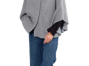 Poncho Elif Teddy Blaugrau Schnittmuster