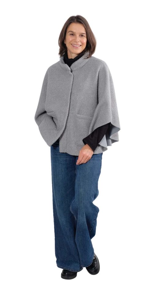 Poncho Elif Teddy Blaugrau Schnittmuster
