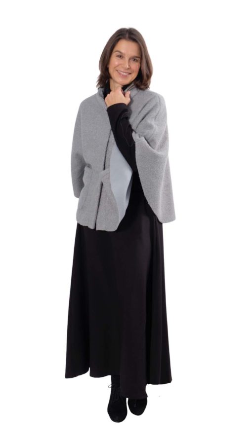 Poncho Elif Teddy Blaugrau Schnittmuster