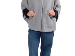 Poncho Elif Teddy Blaugrau Schnittmuster