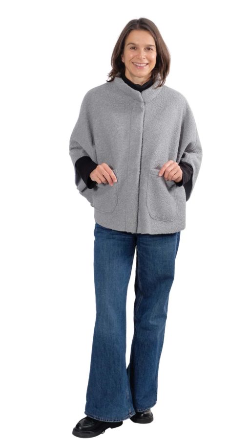 Poncho Elif Teddy Blaugrau Schnittmuster