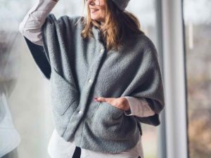 Schnittmuster Poncho Elif Teddy blaugrau - 4