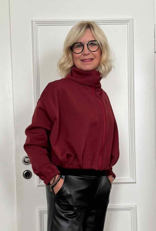 Schnittmuster jacke Lyra Sweat Bordeaux - 2