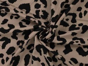 Viskose Leo Musterung Taupe Schwarz