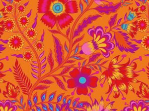 Canvas, Paisleymusterung Gelb Orange Rot – Bild 1