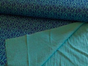 Gauze, Musselin - Blau Türkis - Blumen – Bild 2