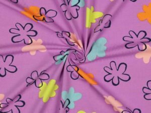 Jersey, Blumen gezeichnet auf Fuchsia – Bild 1
