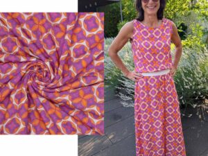 Papierschnittmuster Kleid Nona, 2,50 Meter Viskose Retro Stoff, inkl. Gummiband