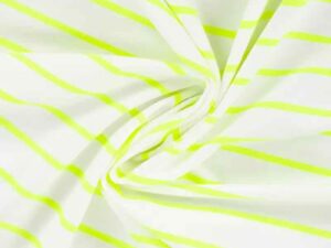 French Terry, Sommersweat, Streifen Neon Gelb / Beige