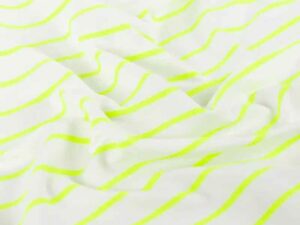 French Terry, Sommersweat, Streifen Neon Gelb / Beige – Bild 4