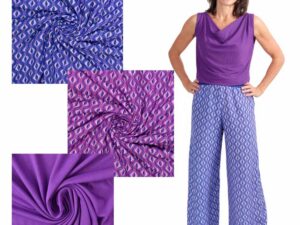 Stoffpaket Hose und Shirt - Viskose Pfauenauge, Viskosejersey Lila, inkl. Gummiband