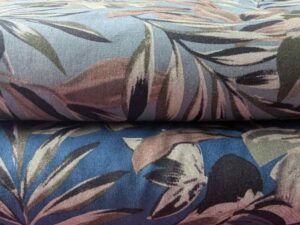 Stoffpaket 2 Meter Baumwolle Blumen inkl. Gummiband und Viskosejersey mit Struktur Beige – Bild 4