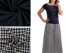 Stoffpaket Seersucker mit Tencel Jersey Marine - inkl. Papierschnittmuster Rock Kenda