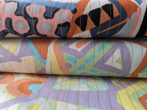 Papierschnitt Safia, 3,00 Meter Baumwollstoff in zwei Farben Gelb / Blau – Bild 3