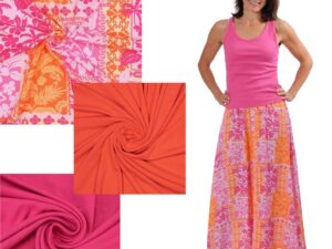 Stoffpaket Rock Dua mit passendem Viskosejersey Pink / Koralle
