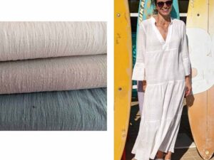 Papierschnitt Francesca plus 3,00 Meter Baumwollstoff in 3 Farben
