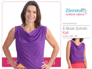 Wasserfallkragen Shirt "Kati", Gr. 158 – Damengr. 46 [Digital]
