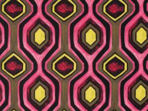 2 Meter - Stoffpaket Rock Laurine - Mischgewebe bunte Musterung Pink / Neongelb – Bild 3