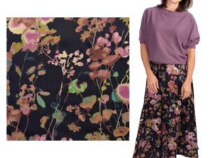 Blumen Satin Viskose - Stoffpaket Rock Ayla