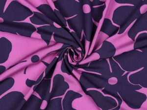 Viskose Stoff - Blumenmusterung Blau Fuchsia
