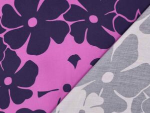 Viskose Stoff - Blumenmusterung Blau Fuchsia – Bild 3
