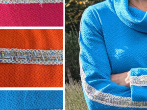 2 Meter Stoffpaket inkl. 1,5 Meter Zierband Sweatshirtstoff bunt (Karin)